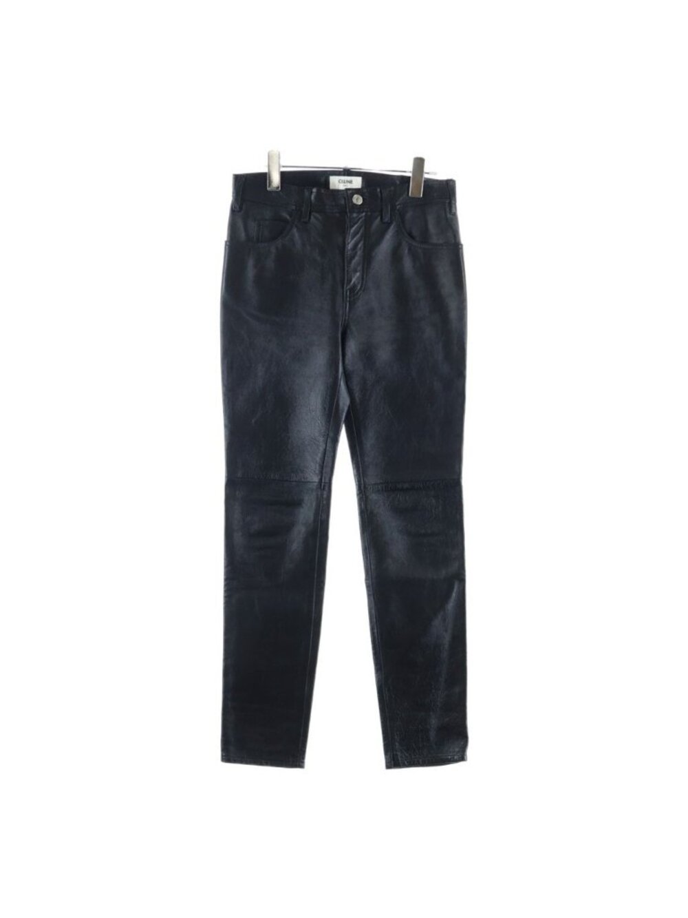 Celine Lambskin Leather Skinny Pants Black